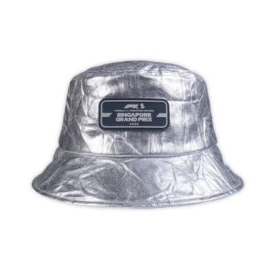 Contrast Logo Patch Silver Metallic Foil Bucket Hat [Pre-Order]
