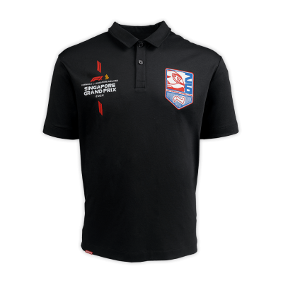 Helmet & Track Crest Black Polo Shirt [Pre-Order]