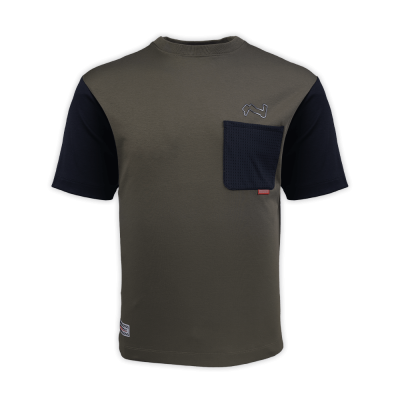 Track & Mesh Pocket Khaki Colourblock Tee [Pre-Order]