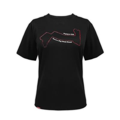 Track Logo Rhinestones Black Boxy Tee [Pre-Order]