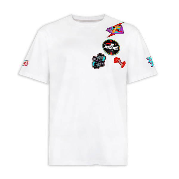 F1®75 Logo &  Multi Badges Regular White Tee