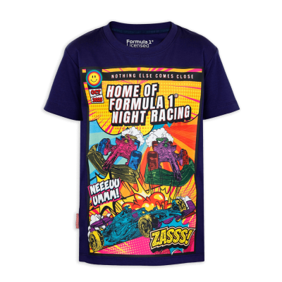 F1®75 Logo & Comic Race Cars Junior Astral Aura Tee